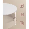 Masă de cafea, rotundă, cu spațiu de depozitare, stil modern, alb și maro deschis, 80 cm