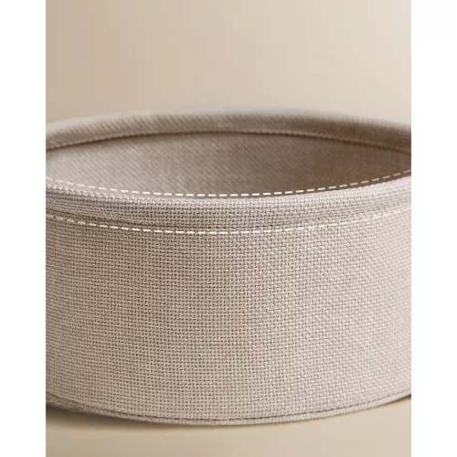 Masă de cafea, rotundă, cu spațiu de depozitare, stil modern, alb și maro deschis, 80 cm