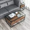vasagle-masuta-de-cafea-dreptunghiulara-cu-blat-din-sticla-maro-rustic-106x57x45cm