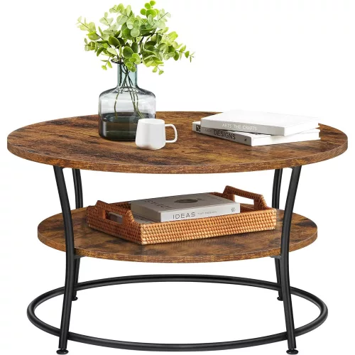 vasagle-masuta-de-cafea-rotunda-maro-rustic-80x80x45cm