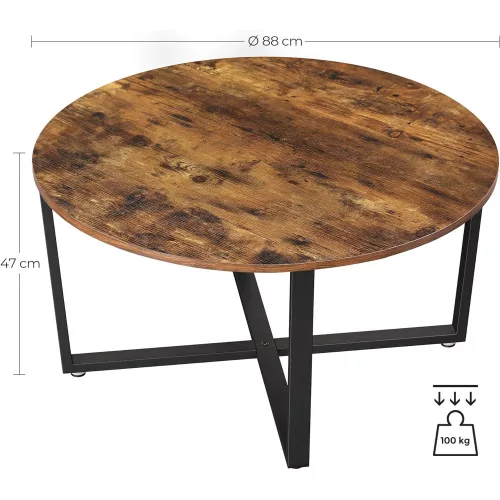 vasagle-masuta-de-cafea-rotunda-maro-rustic-88x88x47cm