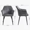 songmics-2-buc-scaune-de-sufragerie-cu-cotiere-spatar-inalt-husa-din-catifea-gri