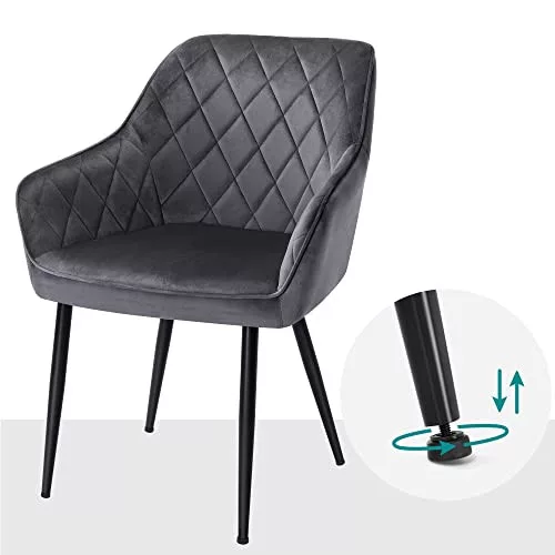 songmics-4-scaune-de-sufragerie-cu-cotiere-spatar-inalt-husa-din-catifea-gri-62x60x85cm