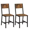 2 x Scaune de sufragerie cu cadru metalic, tapițate, maro rustic, 87,6 x 50 x 36 cm
