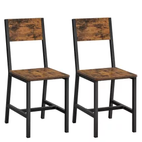  2 x Scaune de sufragerie cu cadru metalic, tapițate, maro rustic, 87,6 x 50 x 36 cm