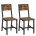 2 x Scaune de sufragerie cu cadru metalic, tapițate, maro rustic, 87,6 x 50 x 36 cm
