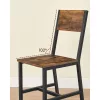 2 x Scaune de sufragerie cu cadru metalic, tapițate, maro rustic, 87,6 x 50 x 36 cm