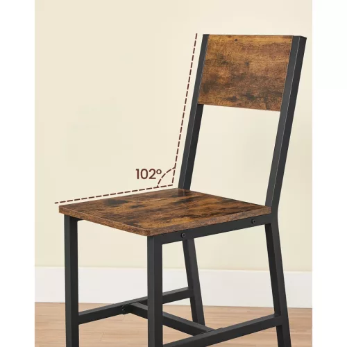 2 x Scaune de sufragerie cu cadru metalic, tapițate, maro rustic, 87,6 x 50 x 36 cm
