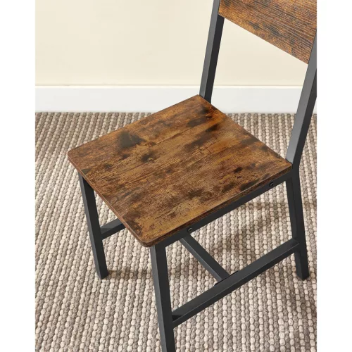 2 x Scaune de sufragerie cu cadru metalic, tapițate, maro rustic, 87,6 x 50 x 36 cm