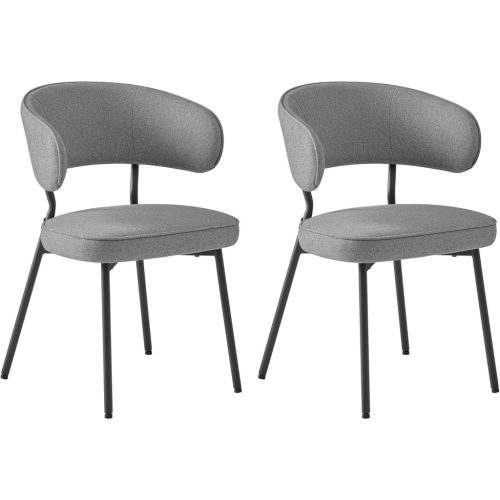 vasagle-2-x-scaune-de-bucatarie-picioare-metalice-modernecu-tesatura-gri-inchis