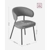 vasagle-2-x-scaune-de-bucatarie-picioare-metalice-modernecu-tesatura-gri-inchis