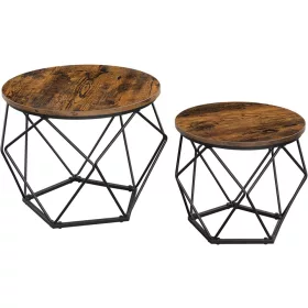 vasagle-set-masuta-de-cafea-2-piese-maro-rustic-50x50x40cm