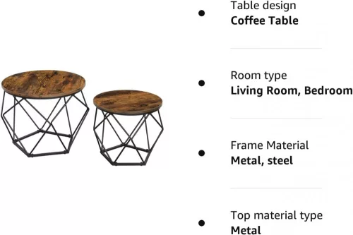 vasagle-set-masuta-de-cafea-2-piese-maro-rustic-50x50x40cm