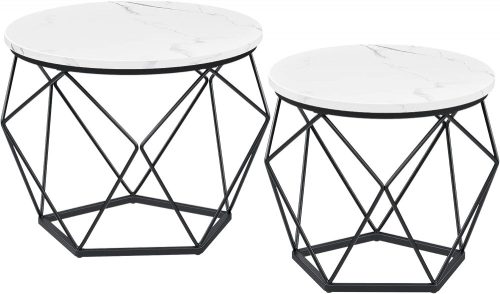 vasagle-set-masuta-de-cafea-2-piese-alb-si-negru-50x50x40cm