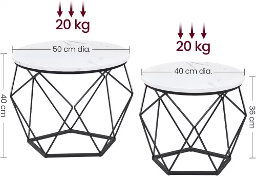 vasagle-set-masuta-de-cafea-2-piese-alb-si-negru-50x50x40cm