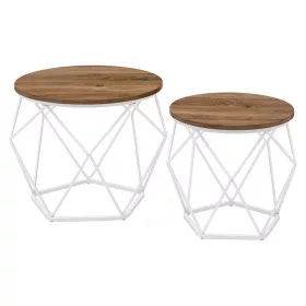 vasagle-set-masuta-de-cafea-2-piese-maro-miere-alb-50x50x40cm