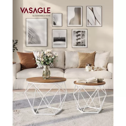 vasagle-set-masuta-de-cafea-2-piese-maro-miere-alb-50x50x40cm