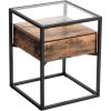 vasagle-masa-depozitare-cu-blat-din-sticla-securizata-sertar-si-raft-maro-rustic
