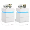 2 noptiere cu iluminare LED, 3 sertare, alb 35x40x55cm