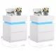 2 noptiere cu iluminare LED, 3 sertare, alb 35x40x55cm