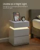2 noptiere cu iluminare LED, 3 sertare, alb 35x40x55cm