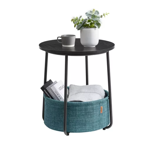vasagle-masuta-depozitare-rotunda-cu-cos-textil-turcoaz-si-negru-4551cm