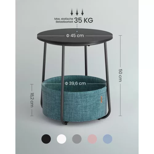 vasagle-masuta-depozitare-rotunda-cu-cos-textil-turcoaz-si-negru-4551cm