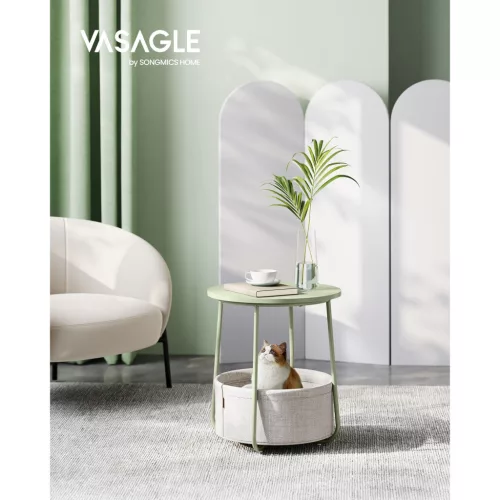 vasagle-masuta-depozitare-rotunda-cu-cos-textil-verde-baie-si-alb-crem-4551cm