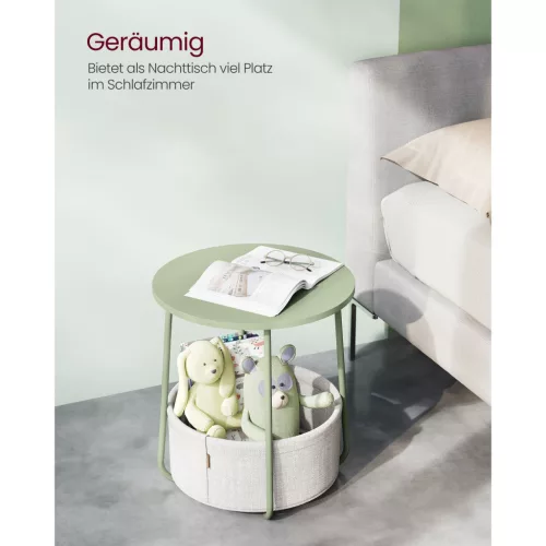 vasagle-masuta-depozitare-rotunda-cu-cos-textil-verde-baie-si-alb-crem-4551cm