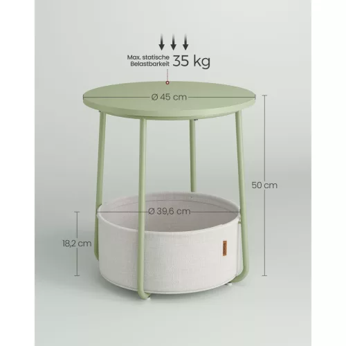 vasagle-masuta-depozitare-rotunda-cu-cos-textil-verde-baie-si-alb-crem-4551cm