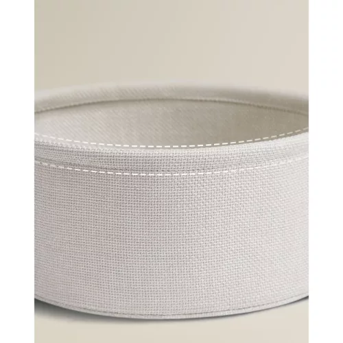 Masă rotundă de depozitare cu coș din material textil, crem 45x51cm