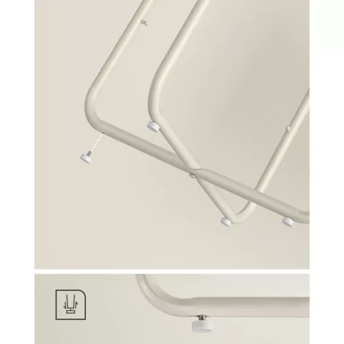 Masă rotundă de depozitare cu coș din material textil, crem 45x51cm