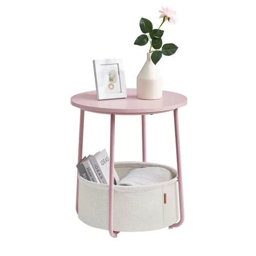 vasagle-masuta-depozitare-rotunda-cu-cos-textil-roz-pastel-si-alb-4551cm