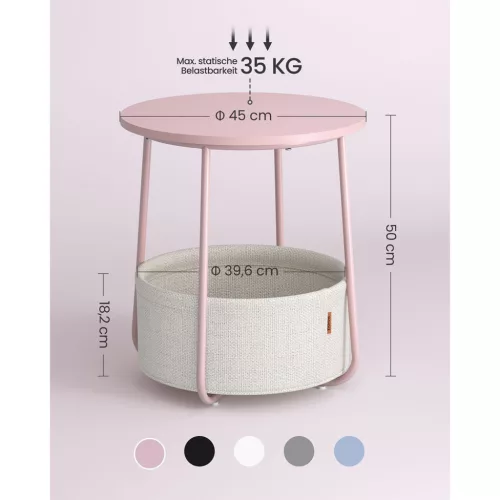 vasagle-masuta-depozitare-rotunda-cu-cos-textil-roz-pastel-si-alb-4551cm
