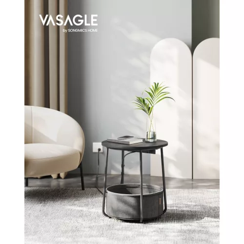 vasagle-masuta-depozitare-rotunda-cu-cos-textil-separator-incorporat-gri-ardezie-si-negru