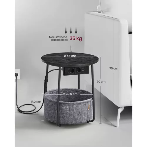 vasagle-masuta-depozitare-rotunda-cu-cos-textil-separator-incorporat-gri-ardezie-si-negru