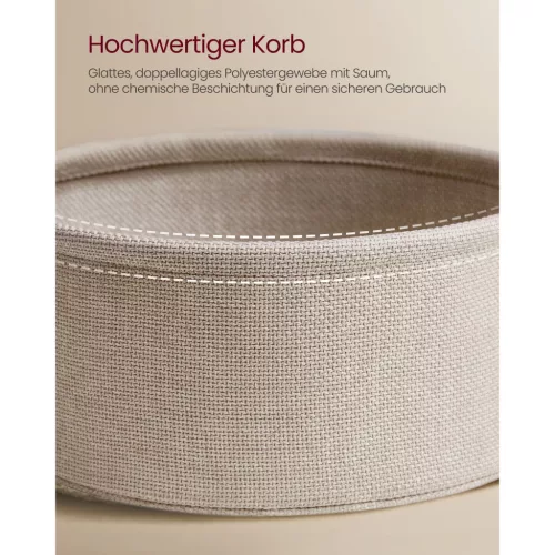 vasagle-masuta-depozitare-rotunda-cu-cos-textil-separator-incorporat-maro-nisip-si-alb-mat