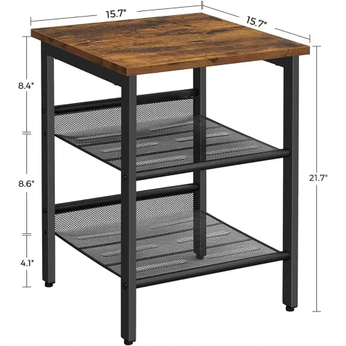 vasagle-masuta-depozitare-cu-doua-rafturi-din-plasa-metalica-maro-rustic-40x40x55cm