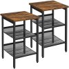 vasagle-masuta-depozitare-2-buc-cu-doua-rafturi-din-plasa-metalica-maro-rustic-40x40x50cm