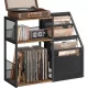 Raft pentru viniluri, 3 niveluri, maro rustic, 140 albume