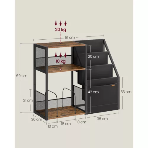 Raft pentru viniluri, 3 niveluri, maro rustic, 140 albume