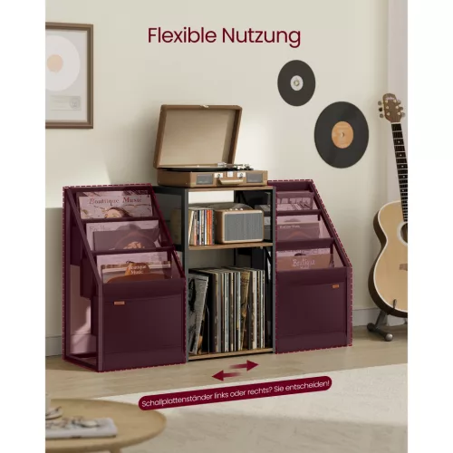 Raft pentru viniluri, 3 niveluri, maro rustic, 140 albume