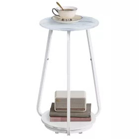 vasagle-masuta-depozitare-rotunda-2-niveluri-cu-blat-din-sticla-model-marmura-alb