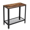 vasagle-masa-consola-cu-raft-din-plasa-metalica-maro-rustic-60x30x60cm