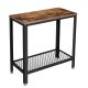 vasagle-masa-consola-cu-raft-din-plasa-metalica-maro-rustic-60x30x60cm