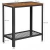 vasagle-masa-consola-cu-raft-din-plasa-metalica-maro-rustic-60x30x60cm
