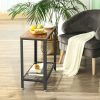 vasagle-masa-consola-cu-raft-din-plasa-metalica-maro-rustic-60x30x60cm