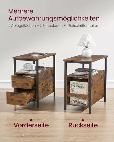 vasagle-masa-consola-cu-doua-sertare-separator-incorporat-masuta-depozitare-maro-rustic
