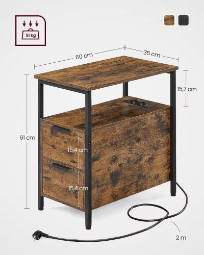 vasagle-masa-consola-cu-doua-sertare-separator-incorporat-masuta-depozitare-maro-rustic