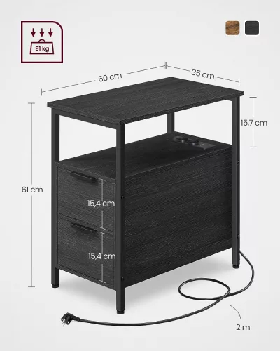 vasagle-masa-consola-cu-doua-sertare-separator-incorporat-masuta-depozitare-neagra